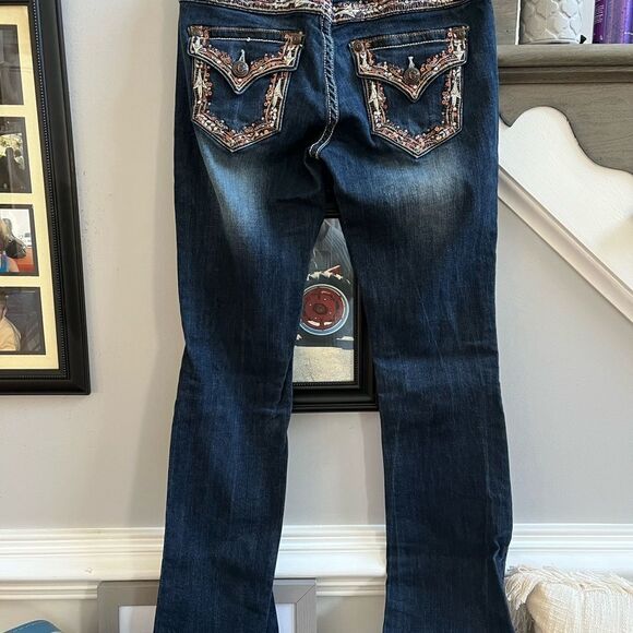 Grace In LA Bronze Embellished Flap Pocket Boot Cut Jeans sz 28 EUC - Picture 2 of 5